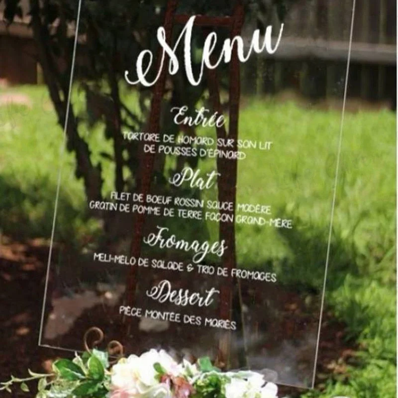 Custom Wedding Menu Vinyl Sticker Personalize Menu Food Drinks Decal Art Wedding Party Decoration Custom Texts Menu Murals