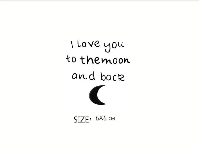 I Love You To The Moon and Back English Words Fake Tattoo Sticker for Lovers Women and Men Waist Body Temporary Tatto Waterproof