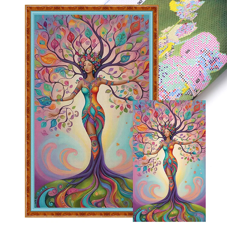 Tree Woman - Printed Cross Stitch 14CT 40*65CM