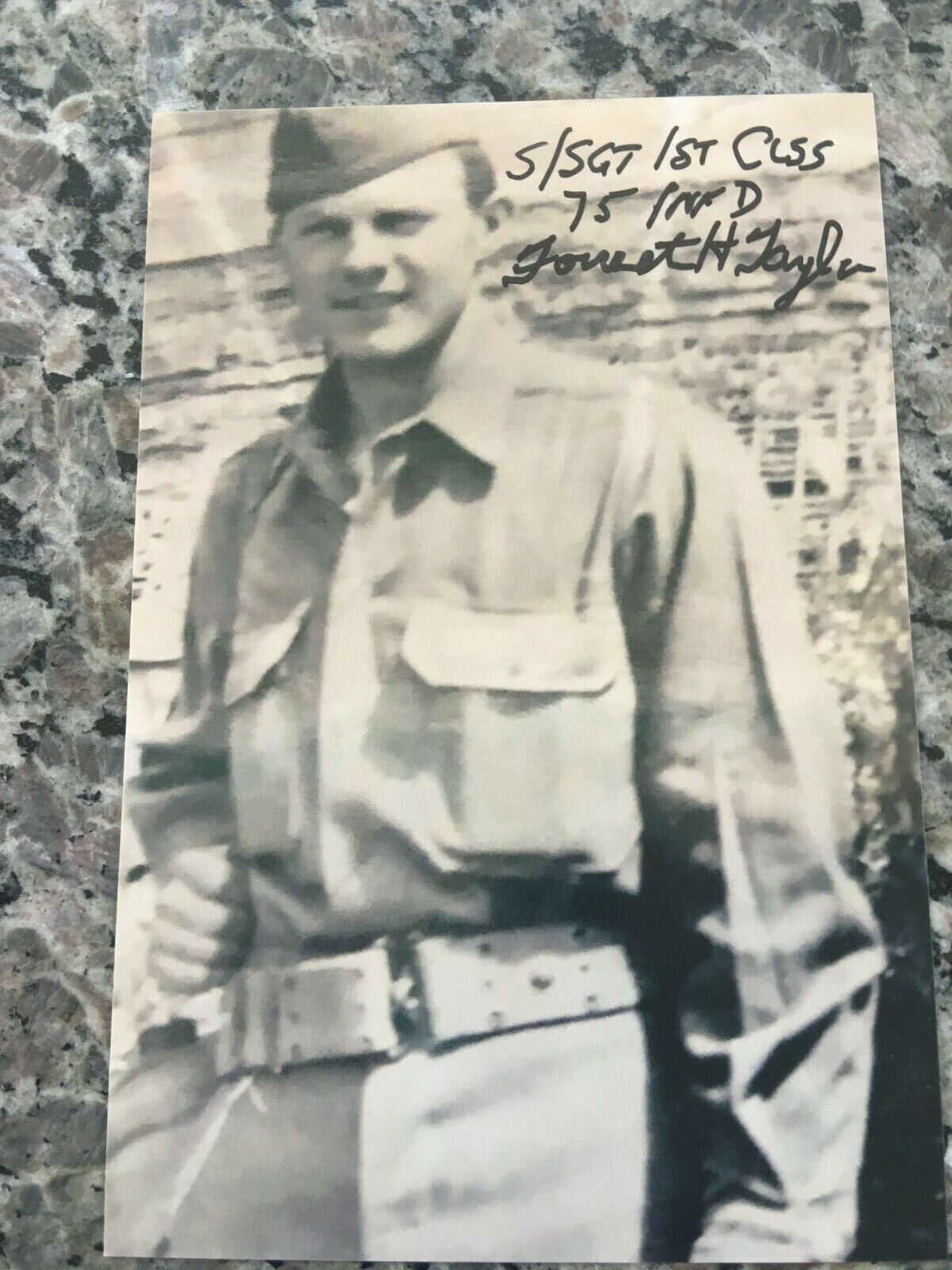 FORREST TAYLOR 75TH INFANTRY DIVISION BATTLE OF THE BULGE VETERAN SIGNED Photo Poster painting