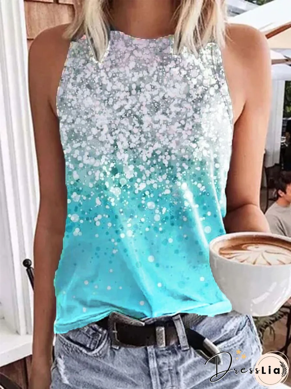Casual Polka Dots Crew Neck Floral-Print T-shirt