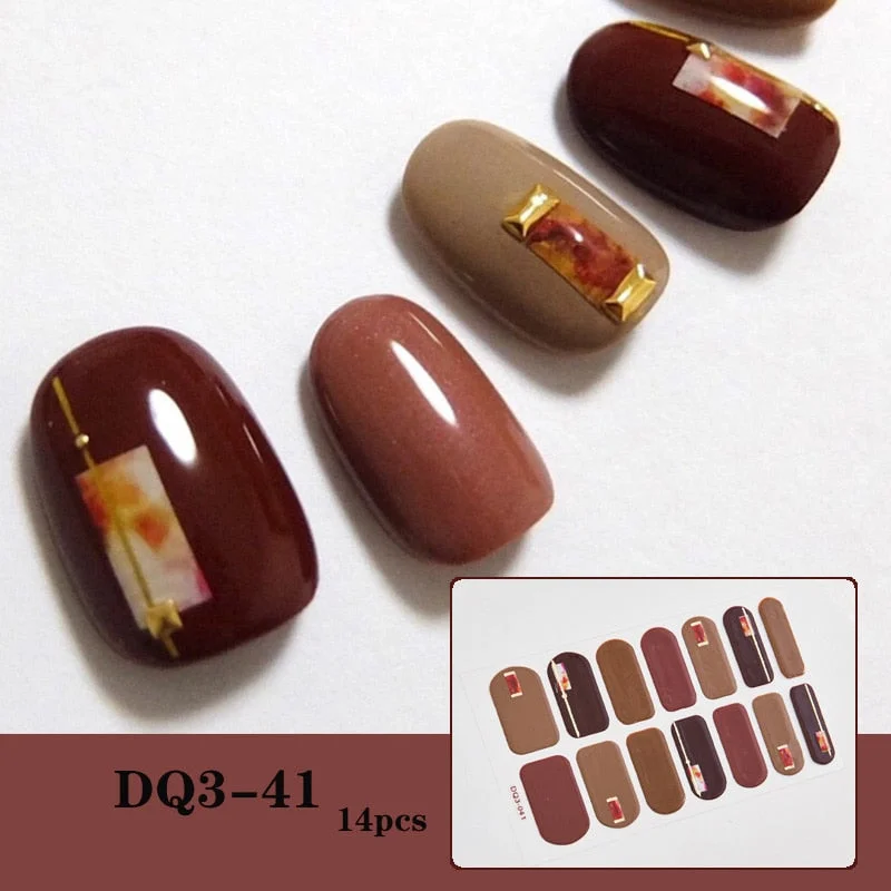 New Designs Full Cover Nail Stickers Fashion Flowers Nail Sticker Set Self Adhesive Manicure Decoracion Nail Strips-Nail Inspo