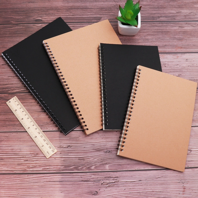 Vintage Leather Paper Wire-bound Notebook Simple Office Memo Book Design Logo Available