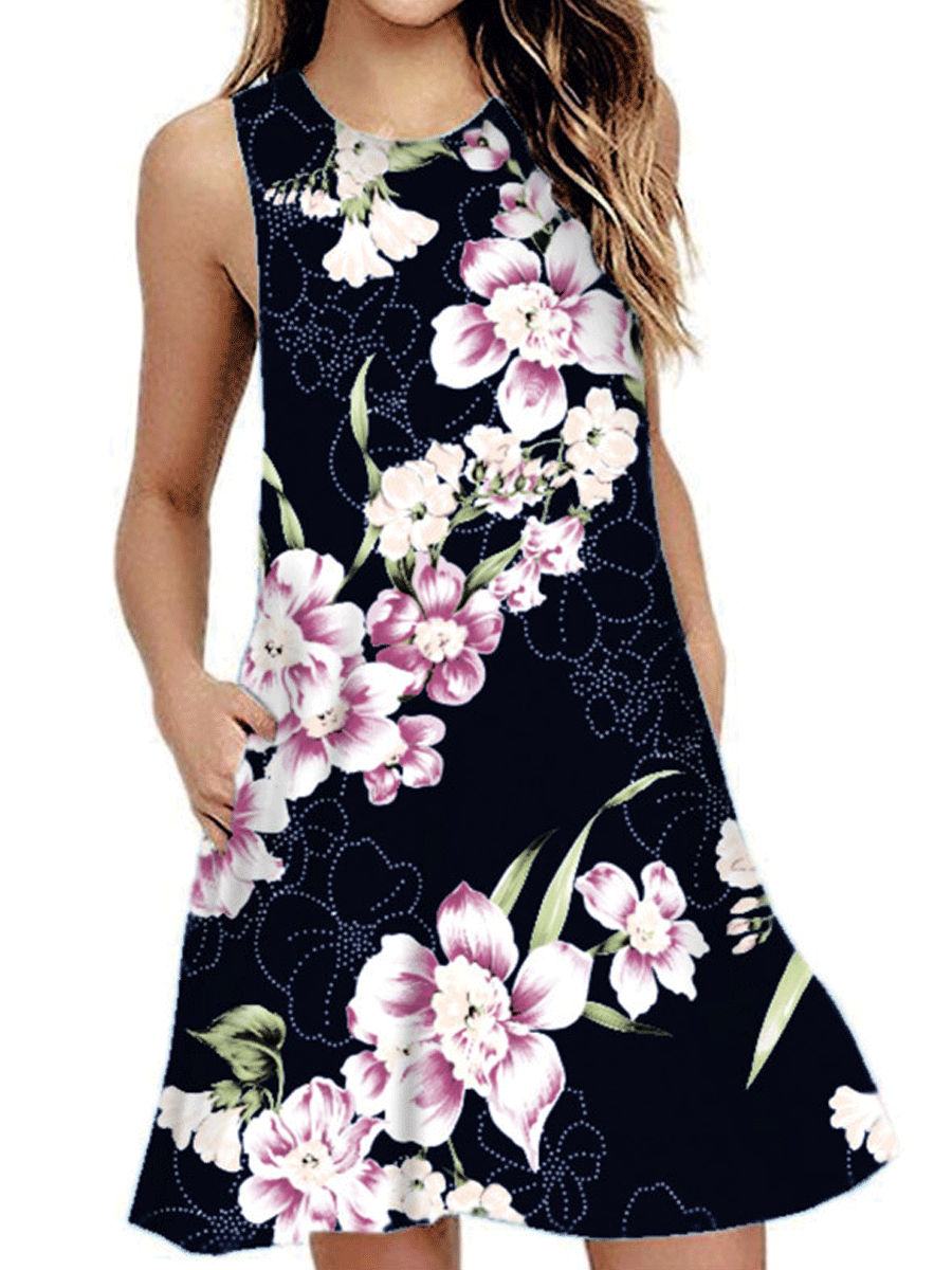 Sleeveless Loose Back Zip Tank Dress