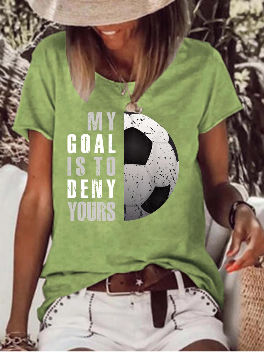 My Goal Is To Deny Yours Soccer Raw Hem Tee-Guru-buzz
