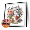 Chat Mignon Dans La Coupe-Peinture Diamant En Forme Spéciale-30 * 30CM