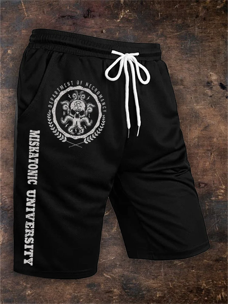 Comstylish Men's Vintage Miskatonic University Cthulhu Graphic Shorts