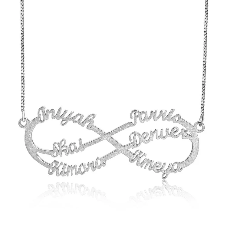 Custom 6 Names Sparkling Name Necklace Infinity Necklace in Gold Shinning Name Chain