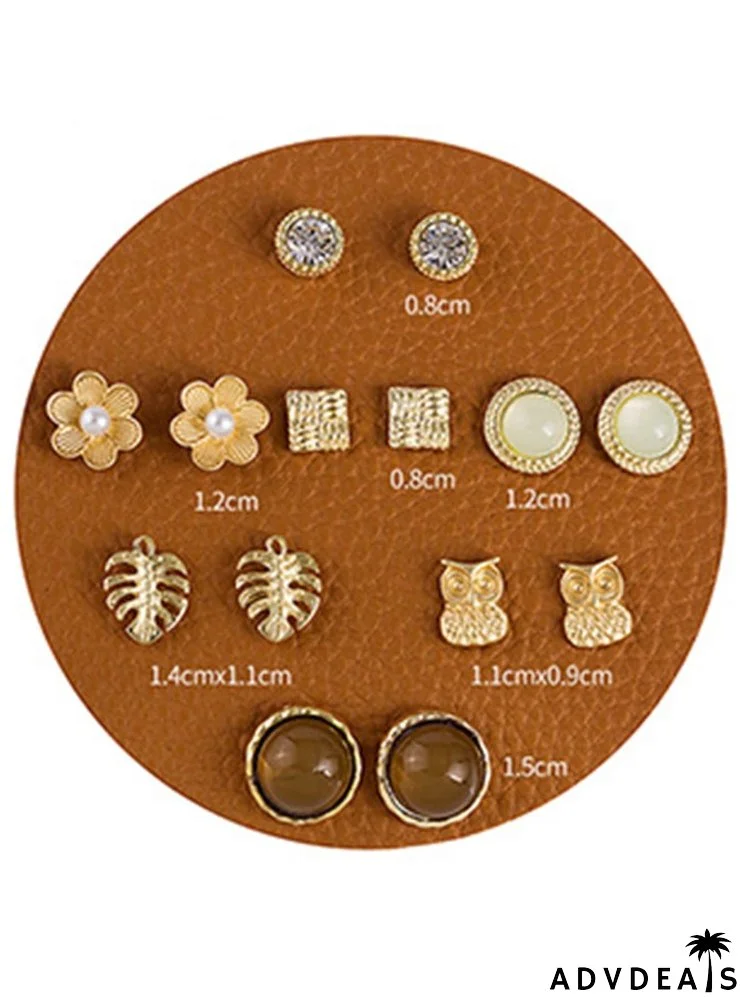 7pairs Flower Decor Stud Earrings