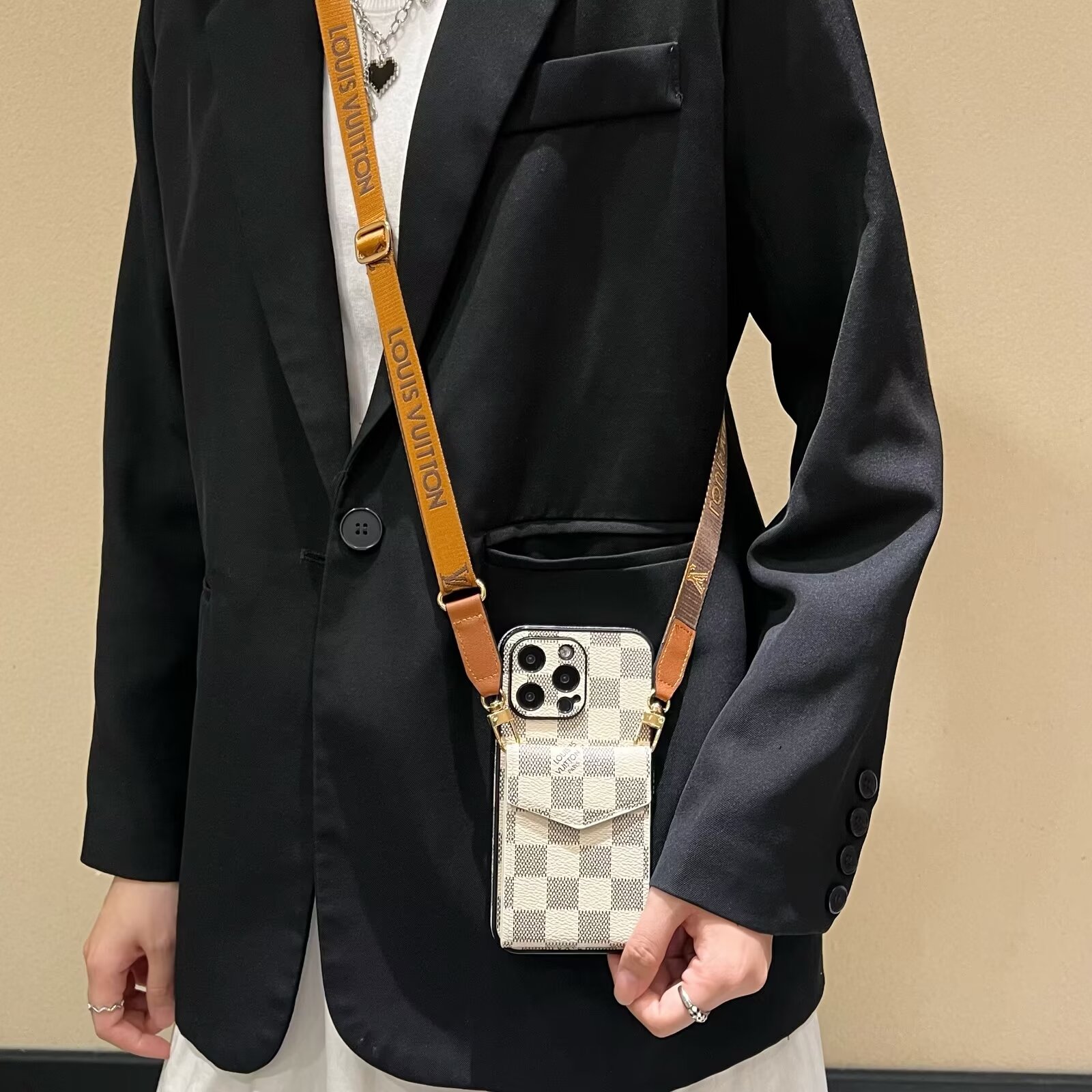 Elegant LV crossbody monogram canvas wallet Gucci Ophidia GG Apple iPhone case