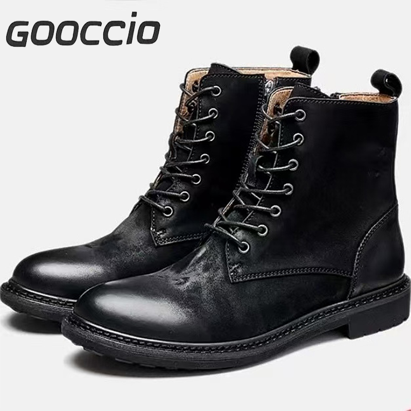 DT199 Retro-Style Cowhide Martin Boots For Men GOOCCIO   