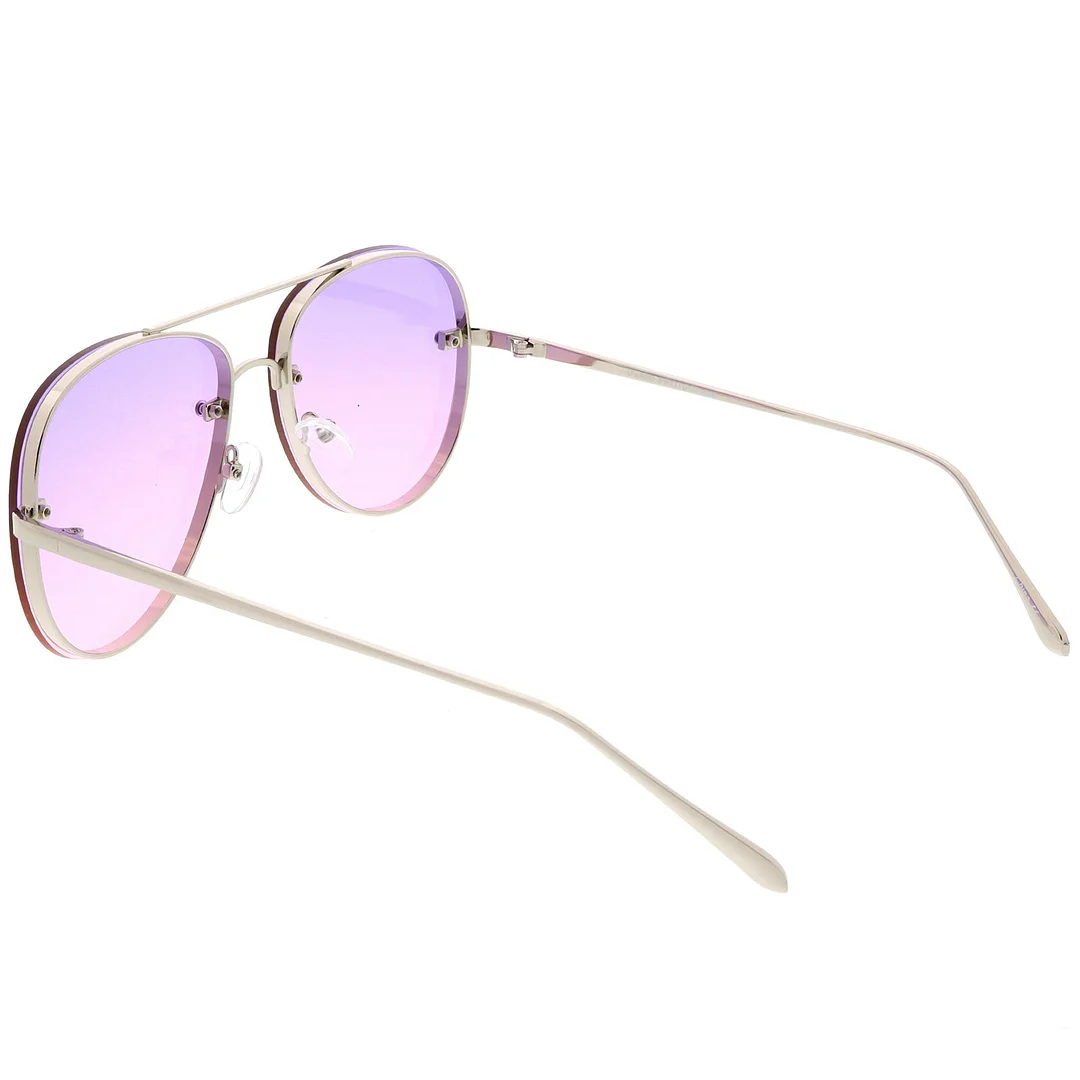 Oversize Rimless Aviator glasses Thick Frame Gradient Flat Lens 60mm