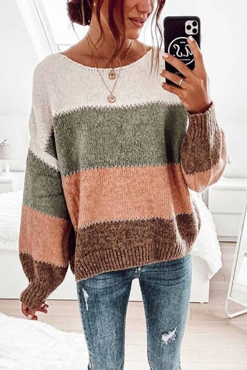 Contrast Striped Knitted Sweater