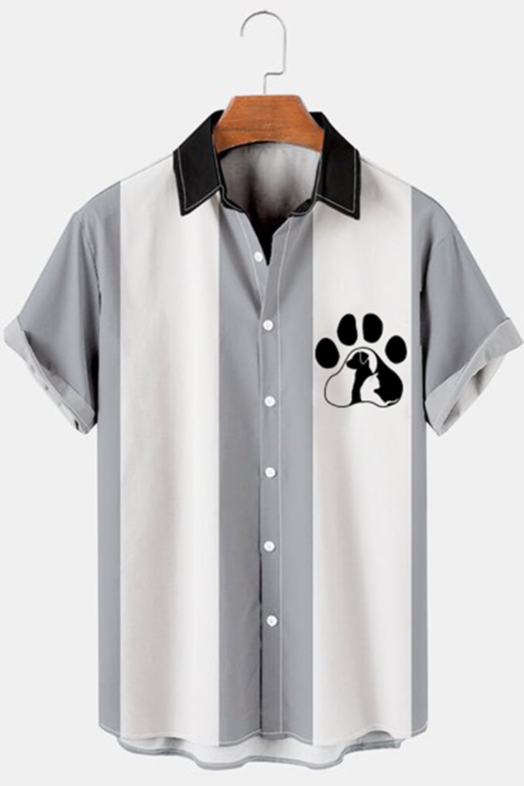 Men's Fashion Casual Dog Paw Print Shirt