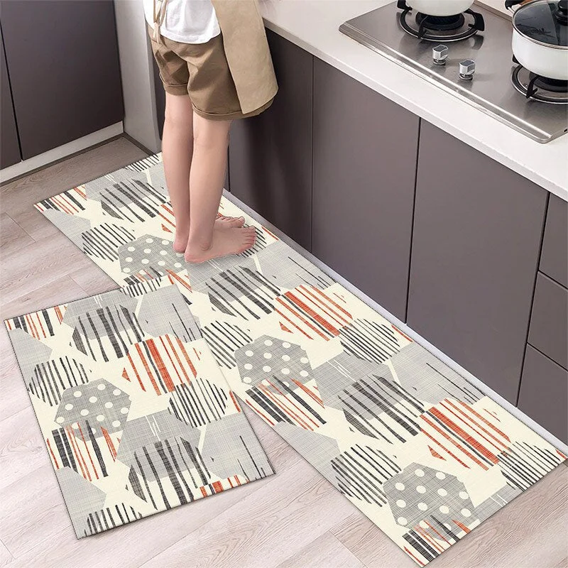New Geometric Kitchen Mat Home Light Luxury Entrance Doormat Living Room Sofa Floor Long Mats Bathroom Door Anti-Slip Floormat