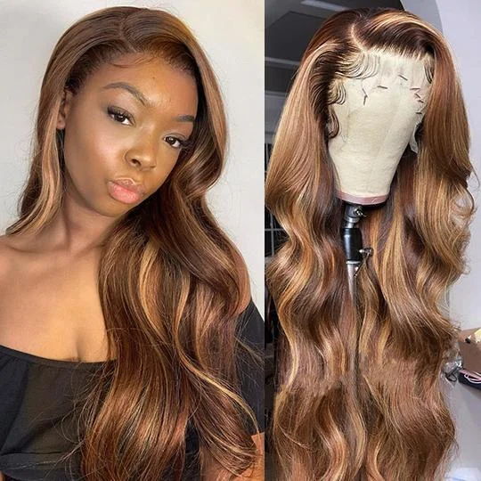 Hightlight Brown Mixed Blonde Body Wave Wig