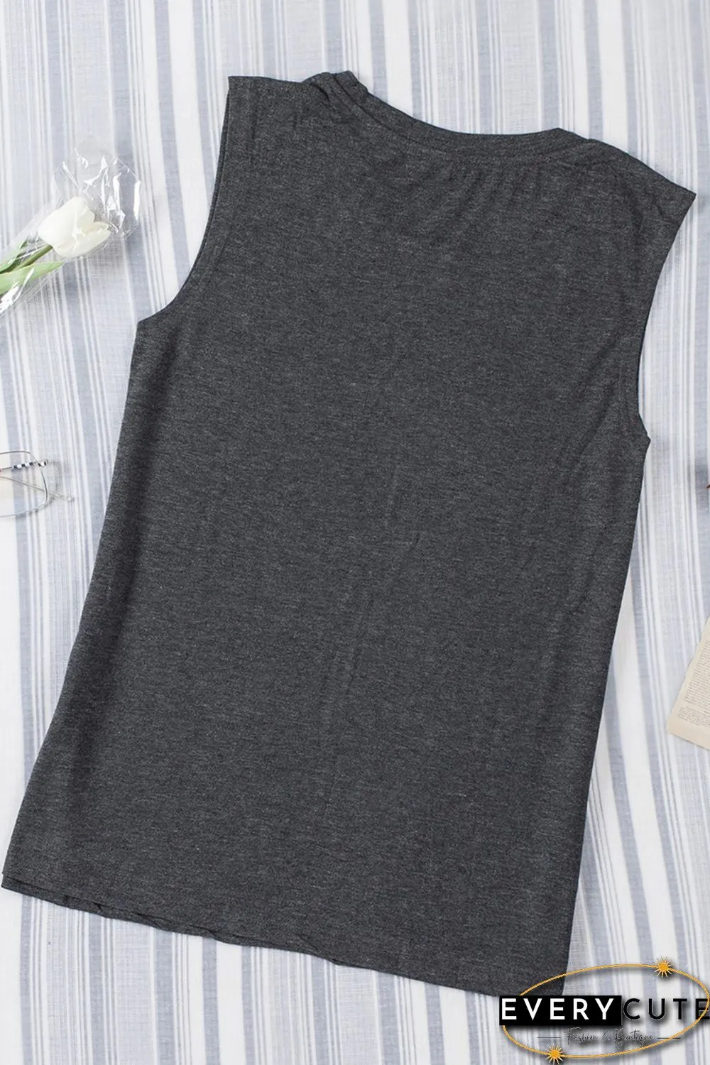 Gray Be Kind Print Washed Tank Top