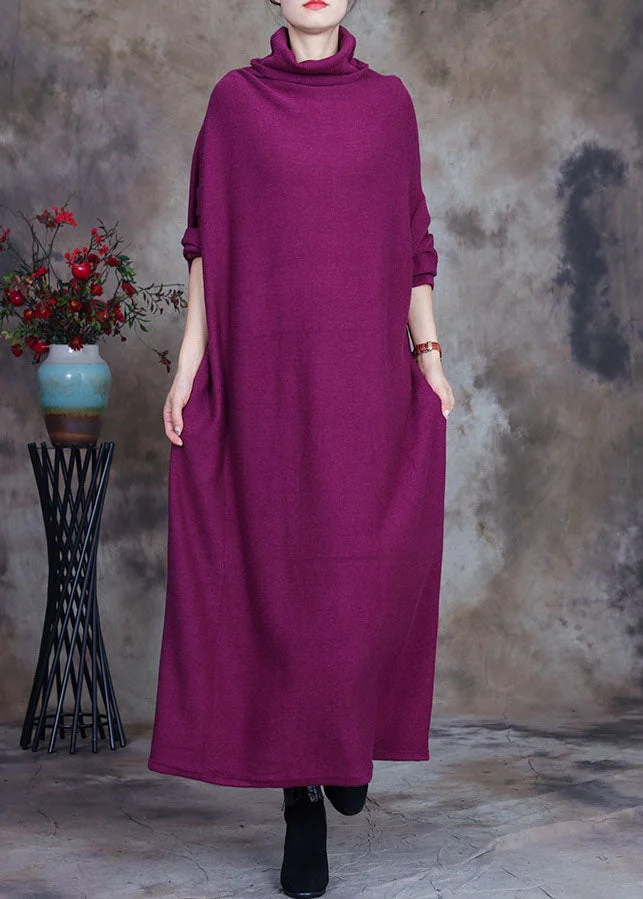 Bohemian purple red Loose Knit Holiday Dress