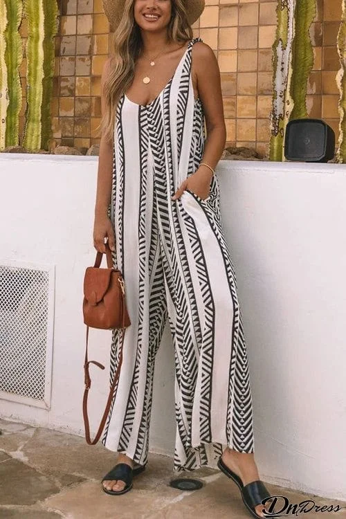 Fashion Casual Fashion Sling Loose Jumpsuit