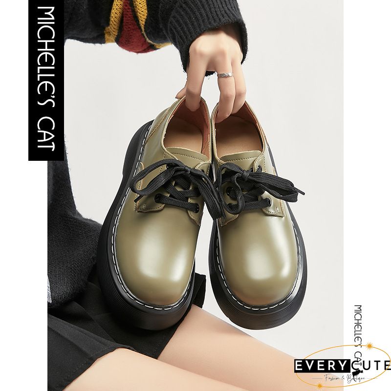 Round-toe Lace-up Solid Color Boots