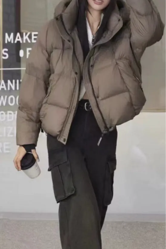 Cropped Hooded Insulated Puffer Jacket