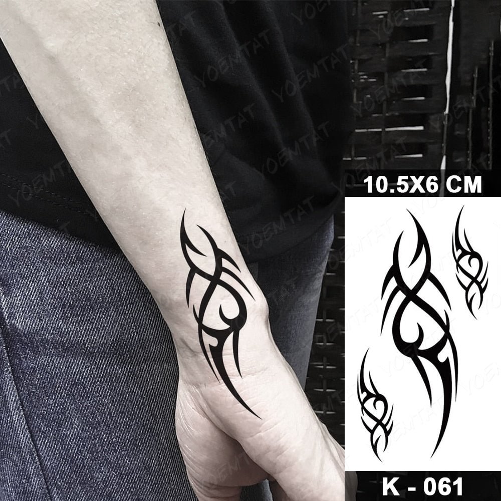 Waterproof Temporary Tattoo Sticker Dark Dragon Flash Tatoo Maori Tribal Totem Arm Wrist Fake Tatto For Body Art Women Men