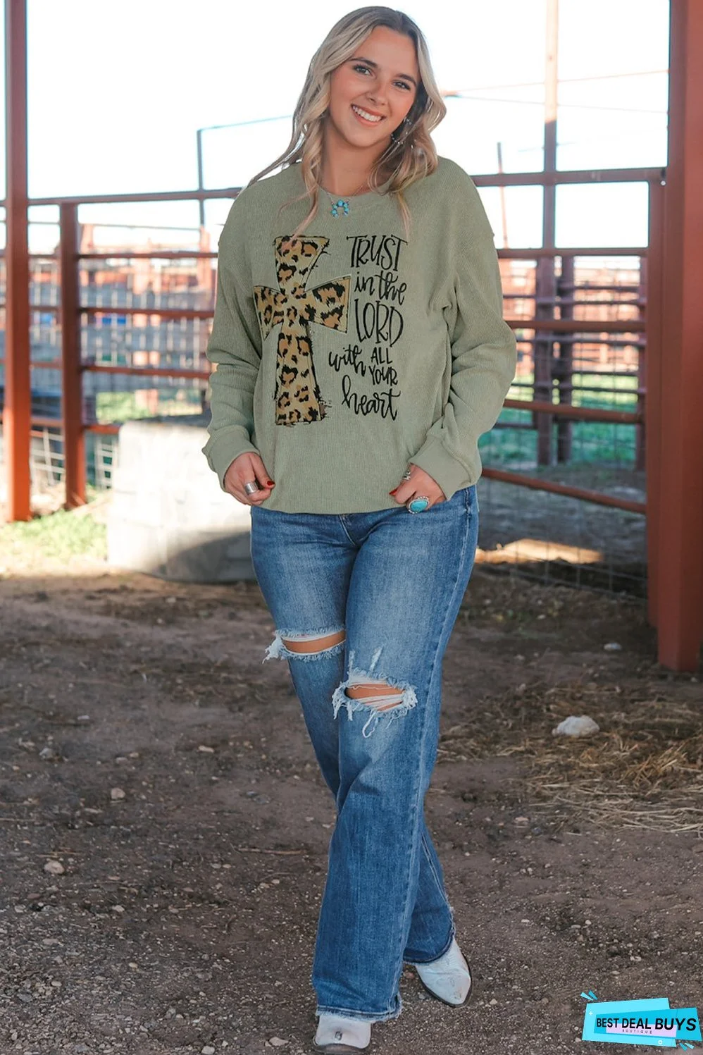 Jesus Cross Corded Oversized Sweatshirt