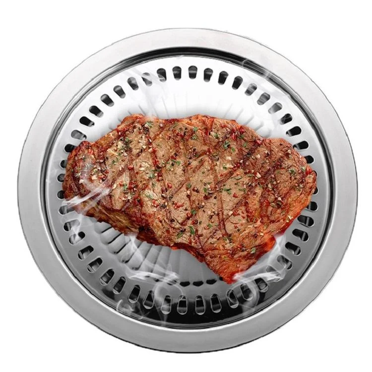 Portable Round Multifunctional Stainless Steel Outdoor Barbecue Tray, Specification:30 × 30 × 2.8 cm