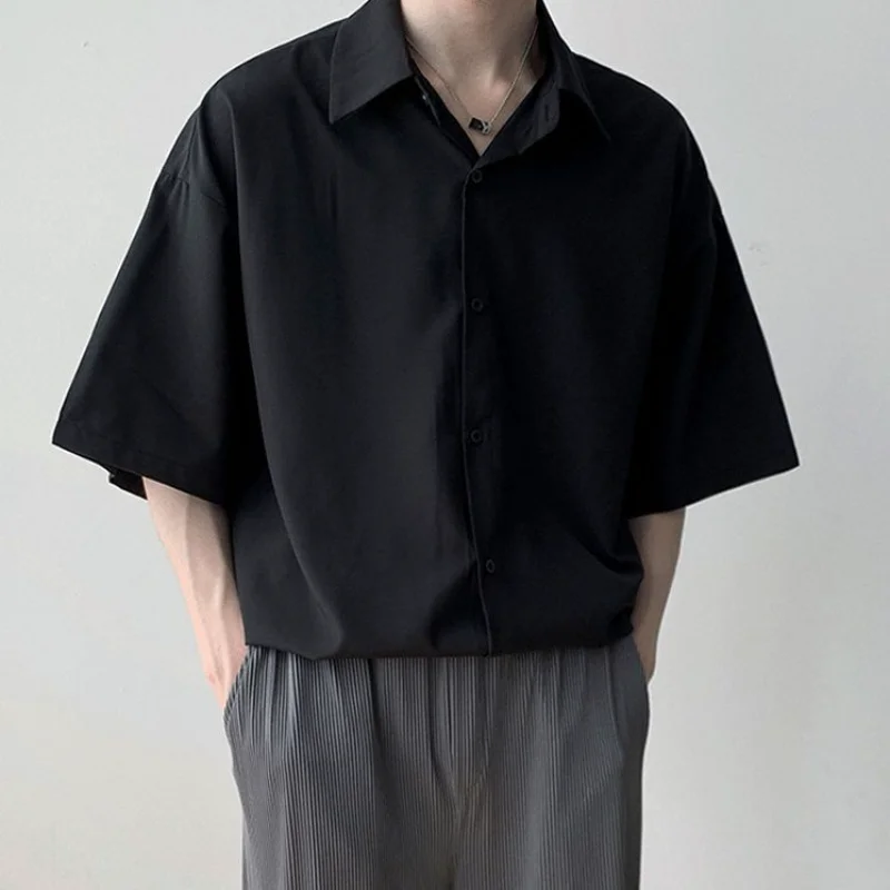 Greenacrs mens winter vest jacket Male Top White Clothes Half Sleeve Men's Shirt and Blouse Plain Fashion 2025 Asia Original Silk with Collar Cheap Brand Normal I