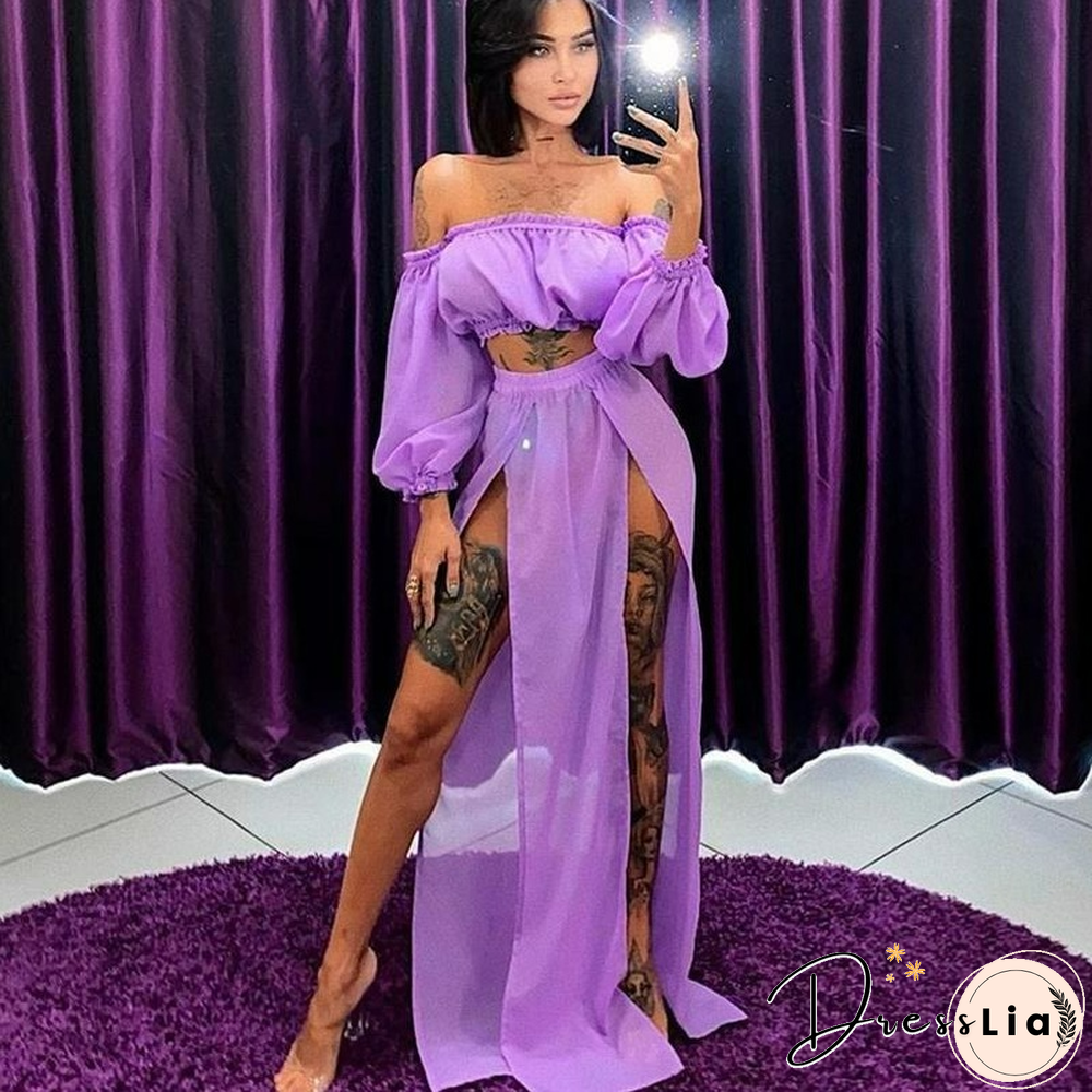Sexy Mesh Boho Dress Women Summer Beach Solid Color Two-piece Seaside Holiday Sun