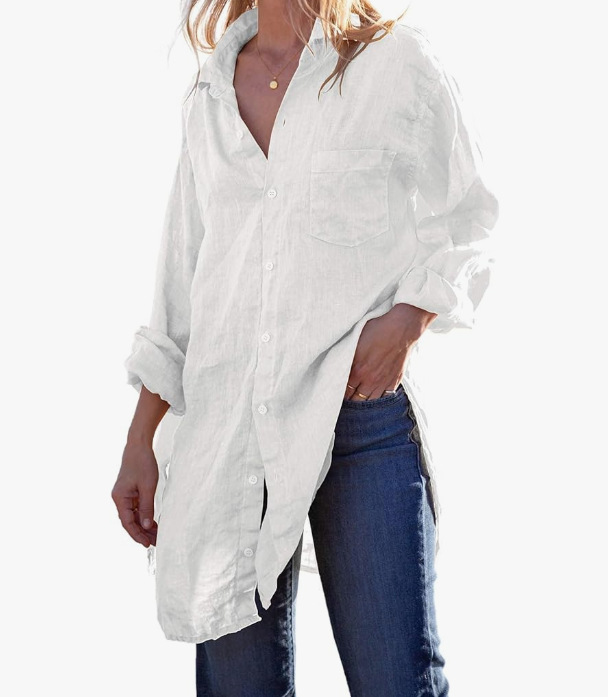 Mature Women Long Shirt Loose Beach Bikini Cover Up Women Casual Beachwear