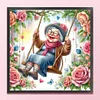Happy Old Lady-11CT Stamped Cross Stitch 45*45cm