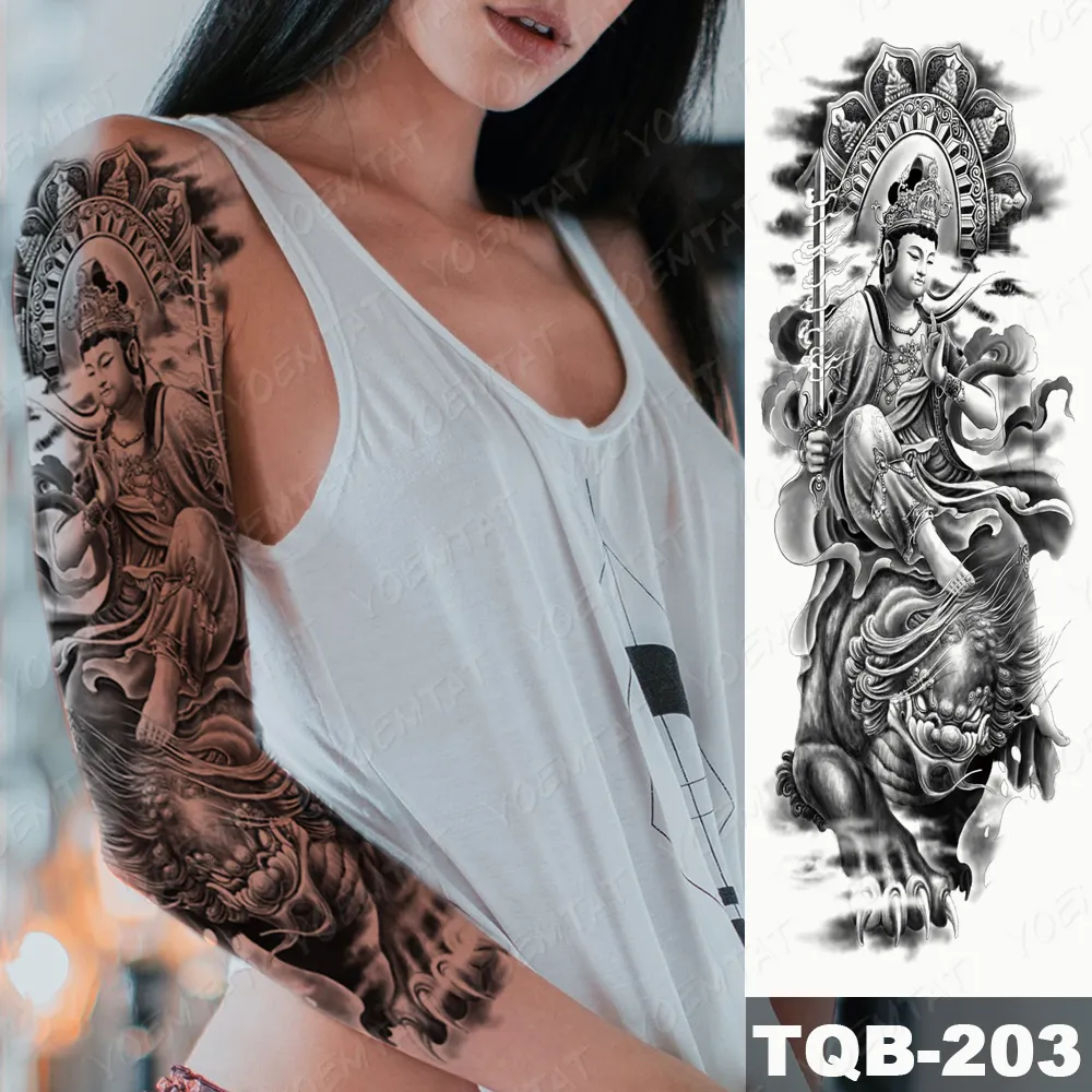 Sdrawing Arm Sleeve Tattoo Tiger Palm Lighthouse Waterproof Temporary Tatto Sticker Compass Beach Body Art Full Fake Tatoo Men