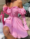 Sexy Solid Color Bandage Backless One-Shoulder Mini Dress