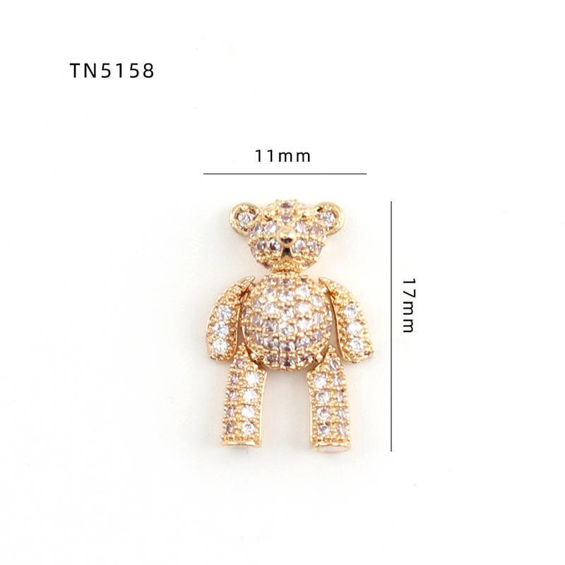 5pcs gold wing bear Alloy pearl Zircon Nail Art Crystals nail jewelry Rhinestone nails accessories supplies decorations charms