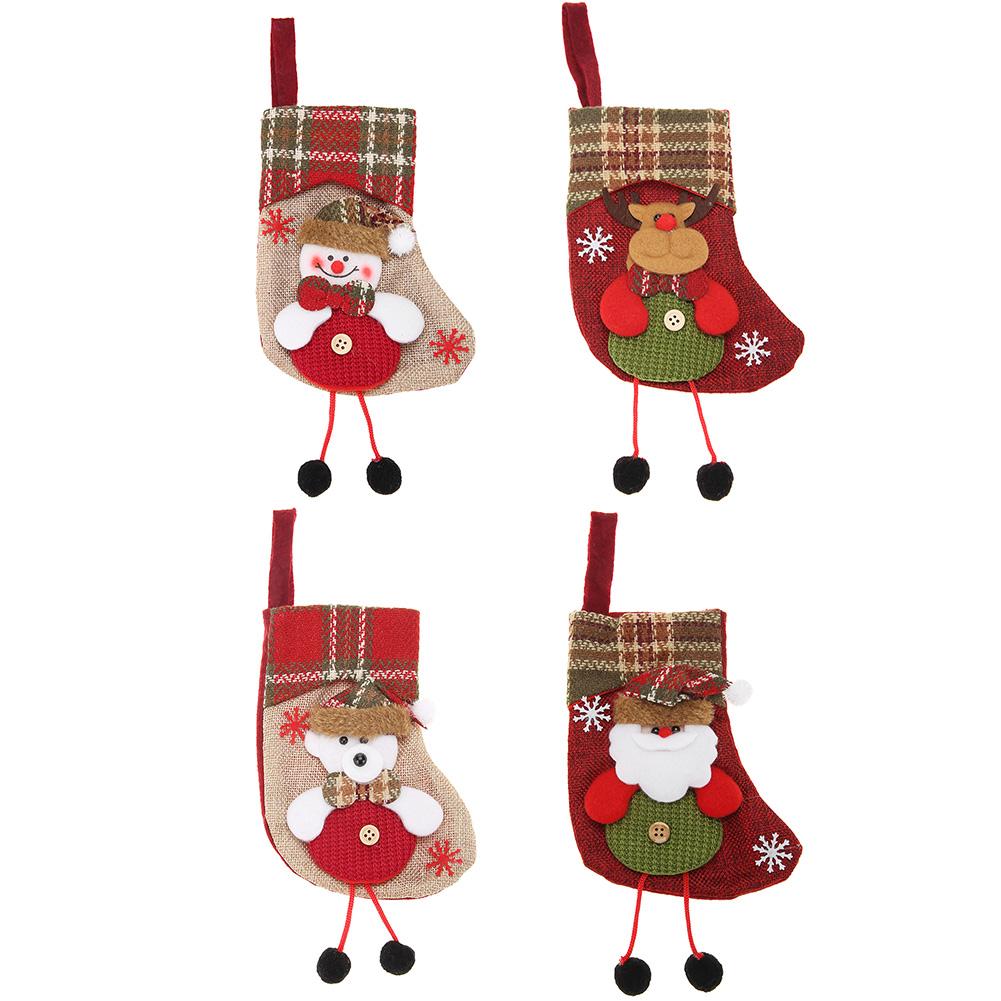 

Cute Christmas Socks Gift Candy Bags Plaid Stockings Tree Hanging Ornament, Mg1839.02, 501 Original