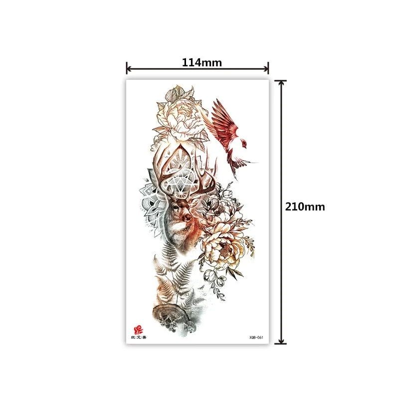 Tattoo Applique Arm Men and Women Small Full Arm Waterproof Tattoo Sticker Symbol Totem Animal Skull Text Tattoo Sticker