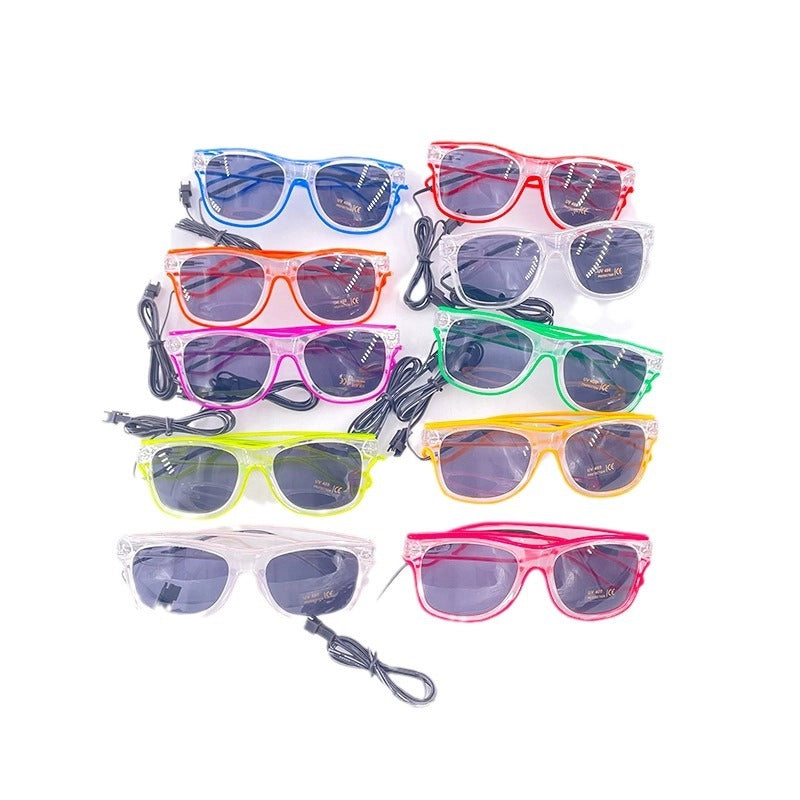 Halloween Exaggerated Color Block Plastic Holiday Party Luminous Glasses