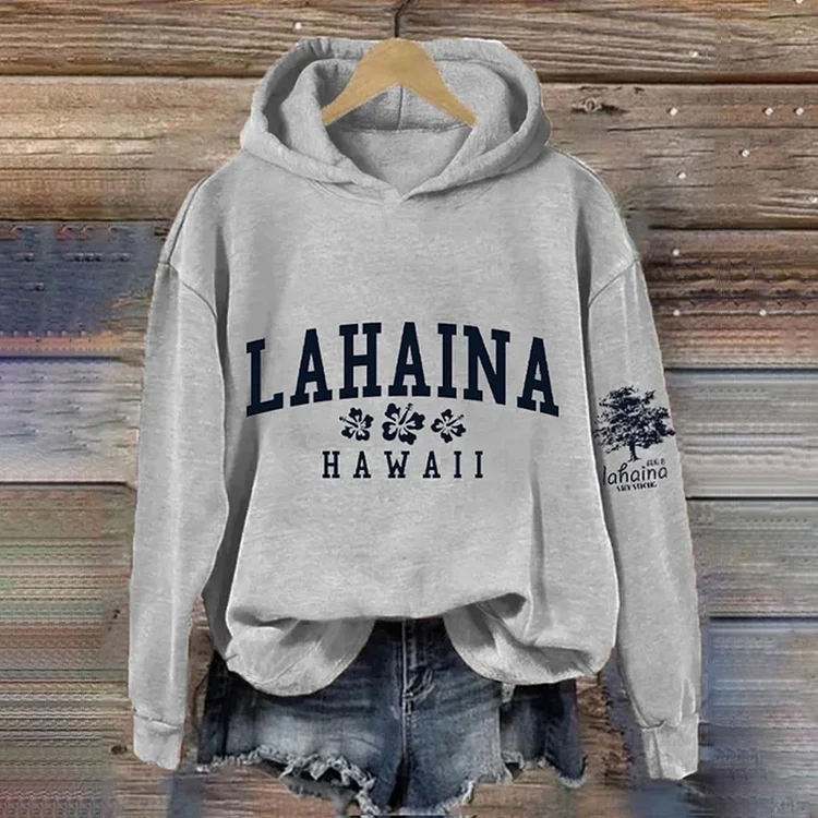 Lahaina Strong Hawaii Tree of Life Aug 8 Print Hoodie