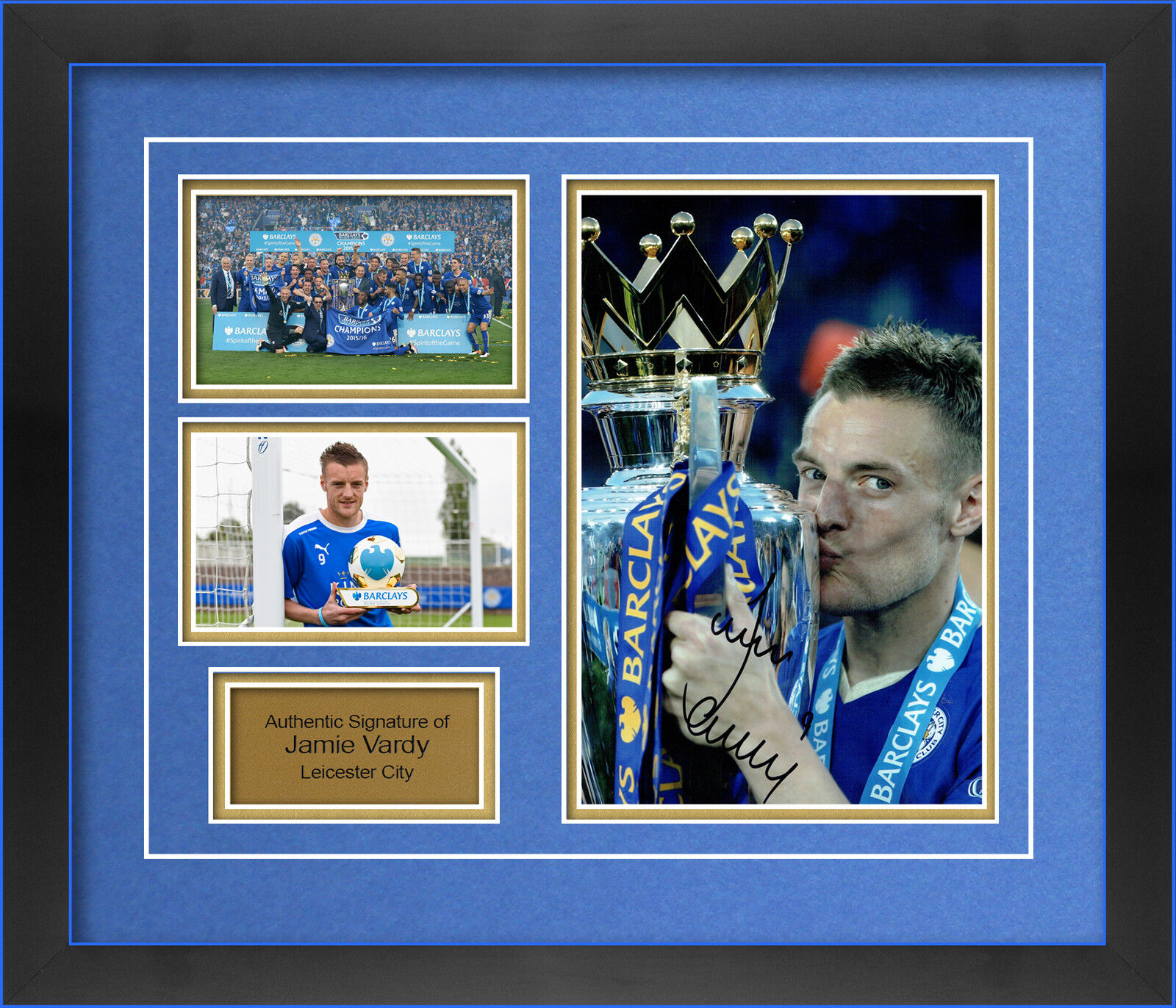 LEICESTER CITY JAMIE VARDY HAND SIGNED FRAMED Photo Poster painting 1.