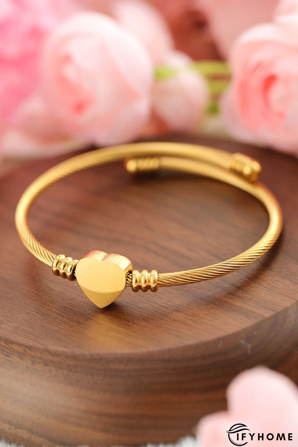 Gold Stainless Steel Wire Braided Heart Bracelet | IFYHOME