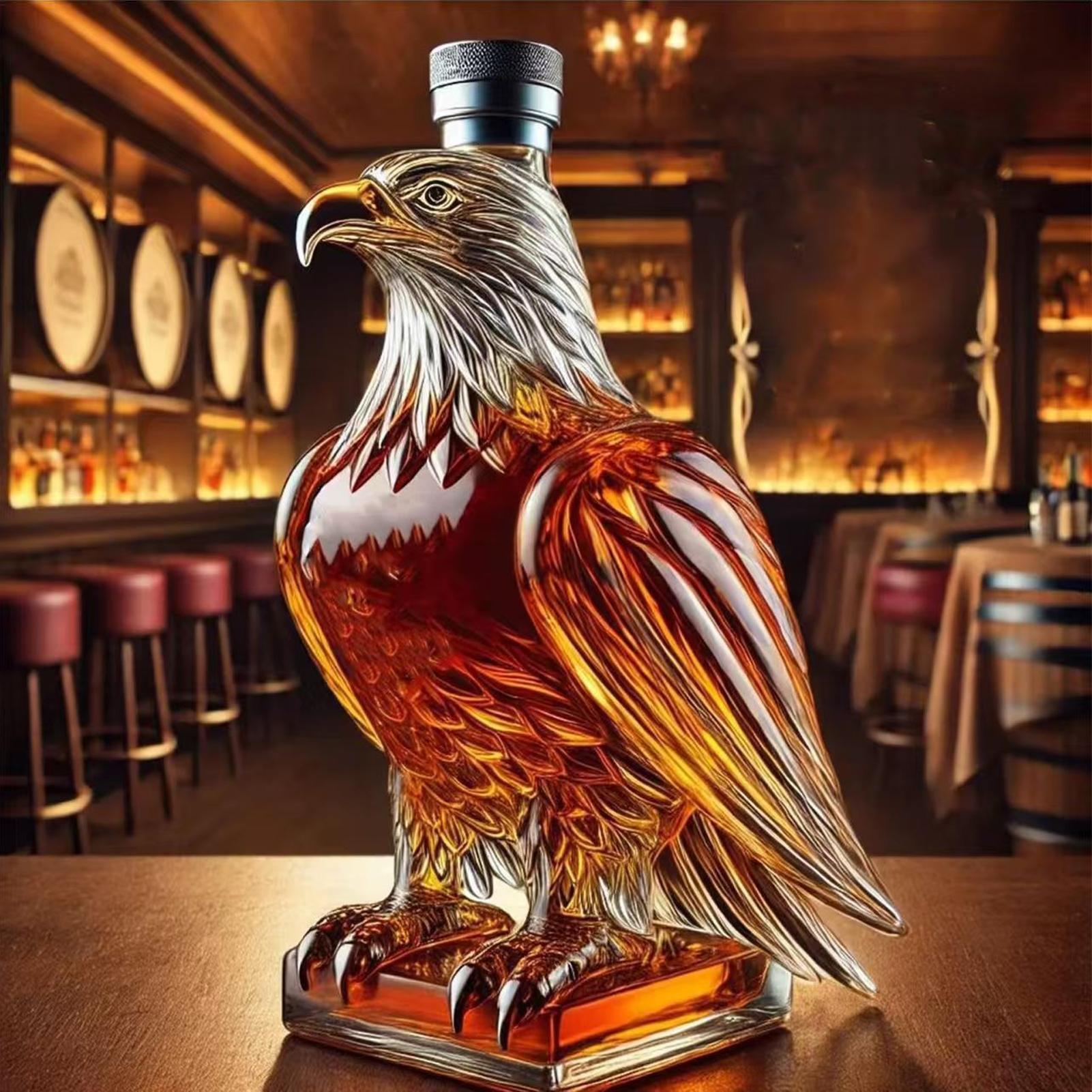 Tegooe Novelty Crystal Eagle Whiskey Decanter - 350ml Glass Spirit Bottle