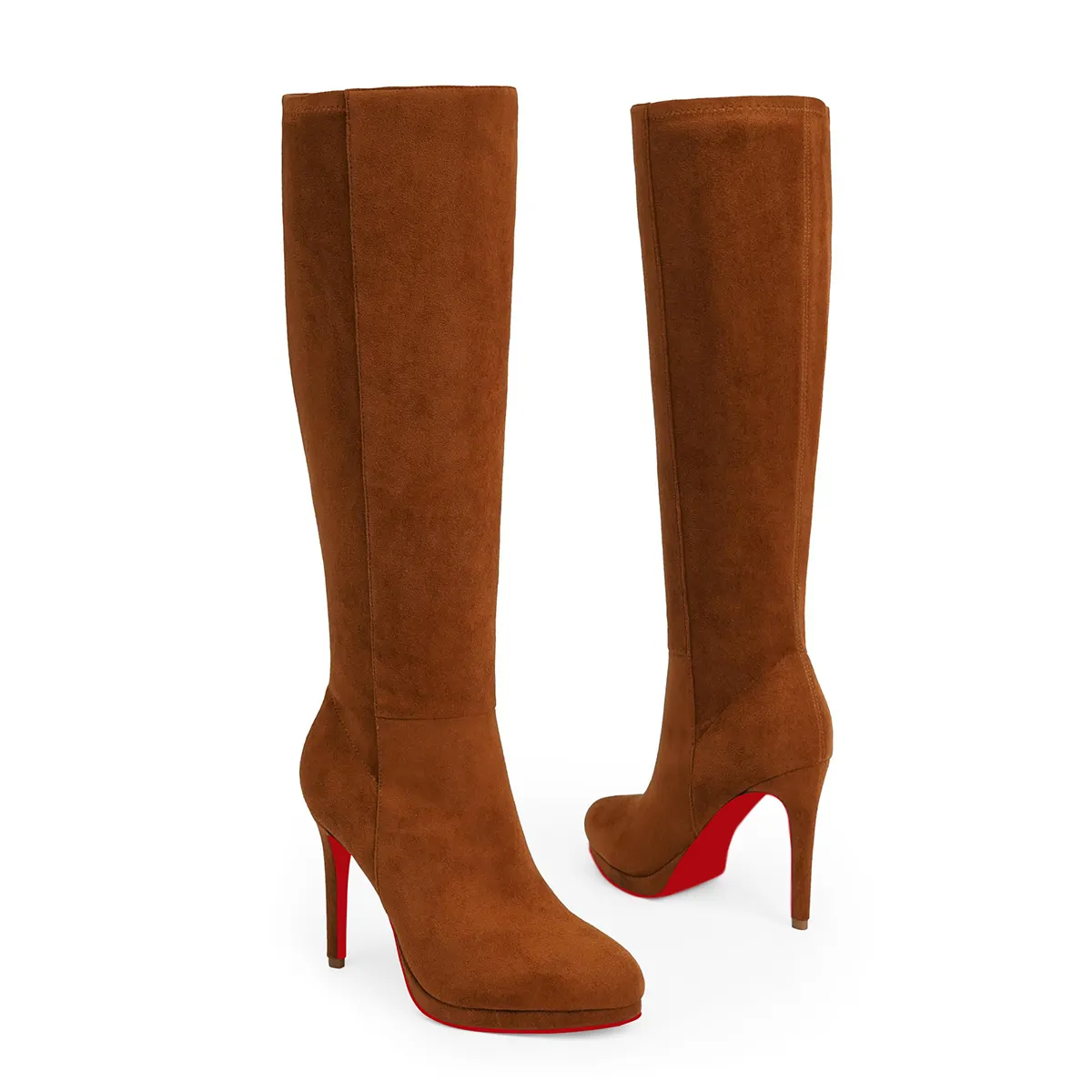 105mm/4.1 Inch Fashion Knee High Boots Platform Heel Boots Red Bottoms Shoes-vocosishoes
