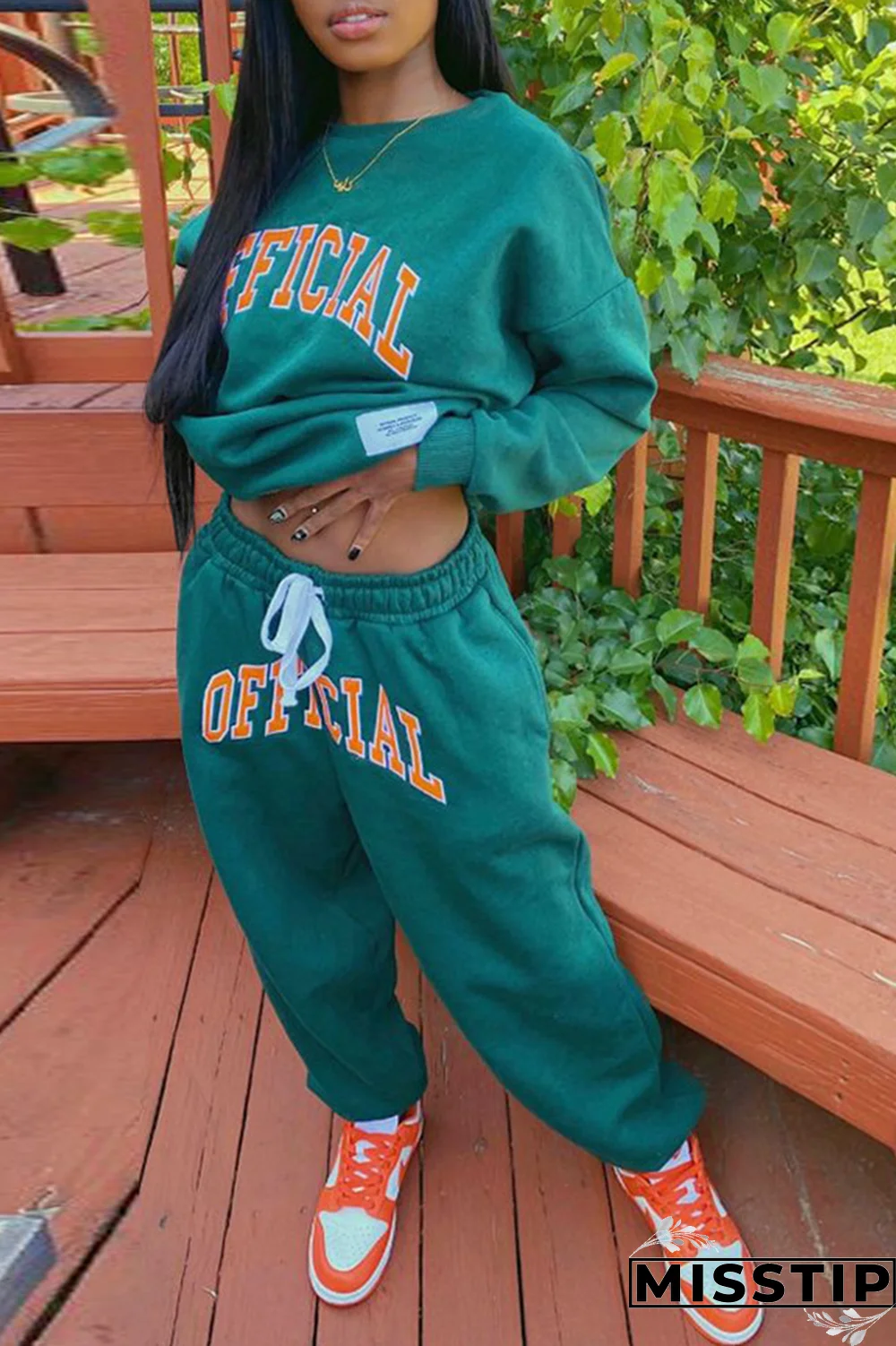 Black Casual Print Patchwork O Neck Long Sleeve Two Pieces