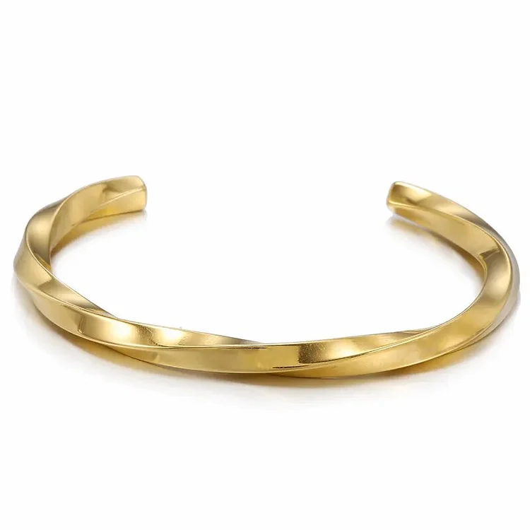 Fulaigao Steel Bracelet Ornaments Titanium Steel Opening C-shaped Bracelet Twisted Bracelet Fashion Men Women Couple Bracelets Jewelry