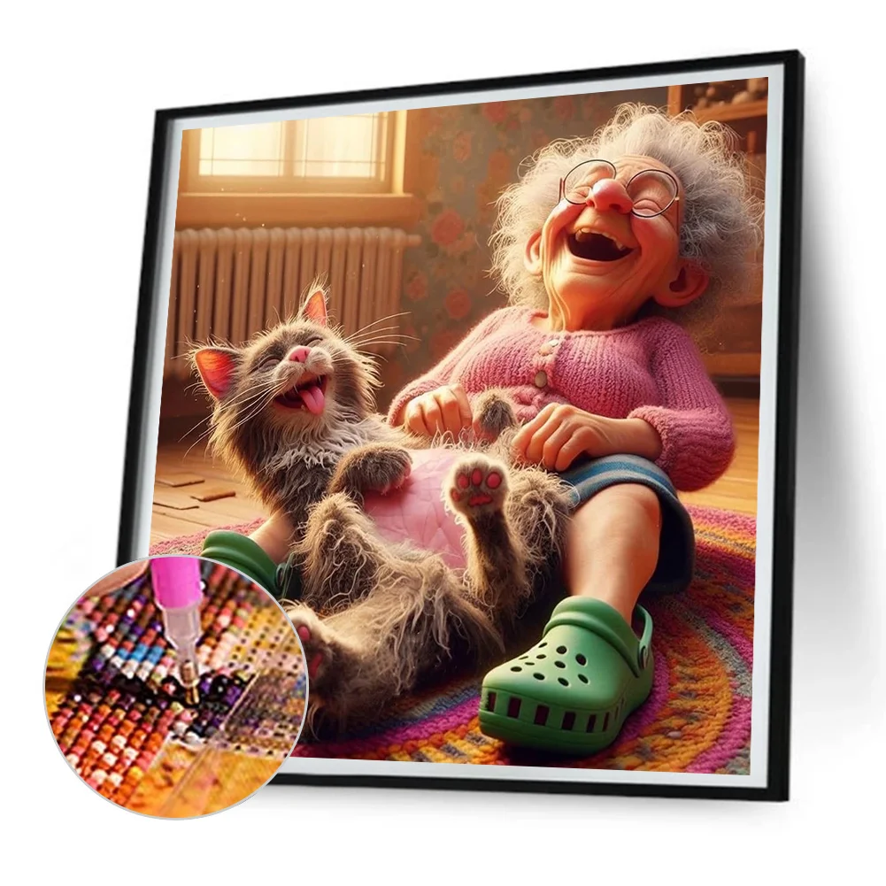 Diamond Painting - Full Round Drill - Grandma Girl(Canvas|30*30cm)