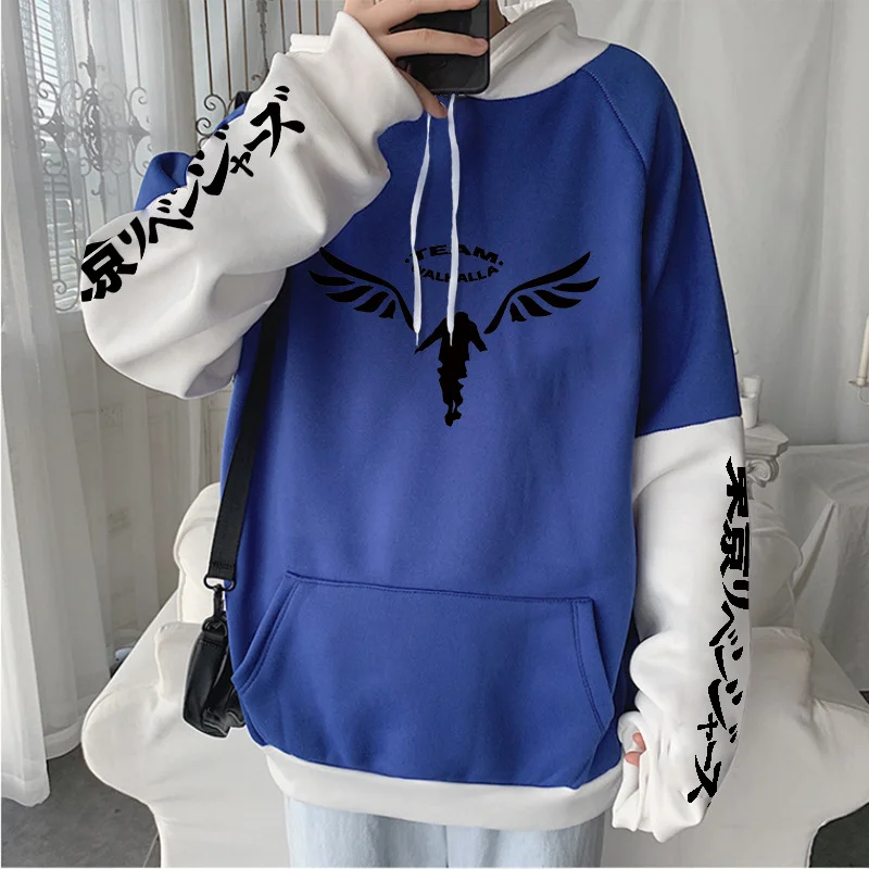 Aonga winter outfits men Tokyo Avengers Anime Color Matching Stitching Sweater Autumn and Winter Casual Coat Hoodie Anime aonga