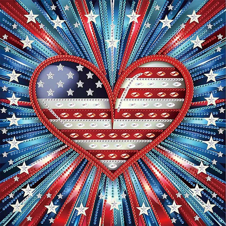Independence Day Love - Partial Drill - Special Diamond Painting(30*30cm)