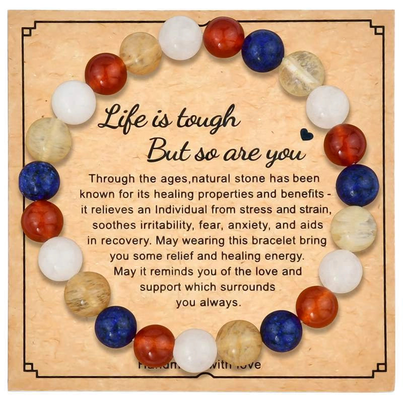 8mm Natural Stone Bracelet With Card Explosions Tourmaline Bracelet For Men And Women Friendship Bracelet Holiday Gift