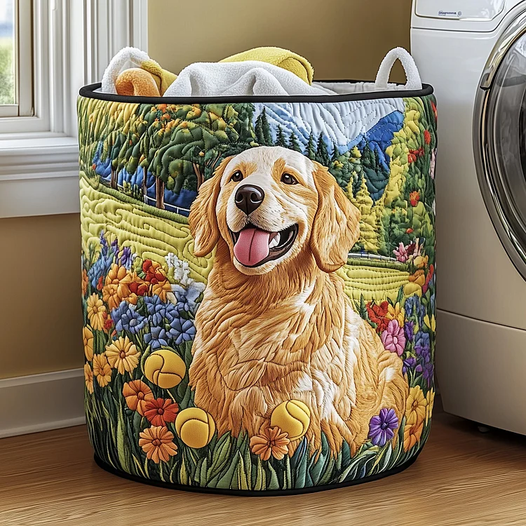 Golden Retriever Quilted Laundry Basket GFTOMA5136